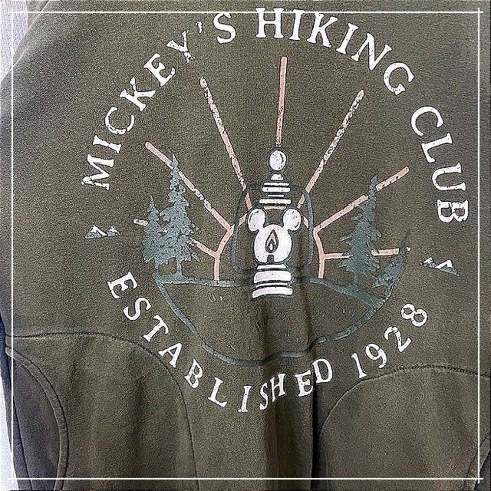 Disney Our Universe Mickey's Hiking Club Green Sweatshirt Womens Size L - Picture 3 of 8